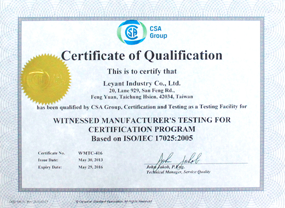 Certificate of Qualification by CSA group
