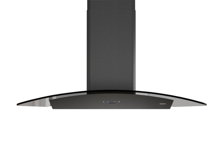 中島式 黑曜弧型玻璃排油煙機