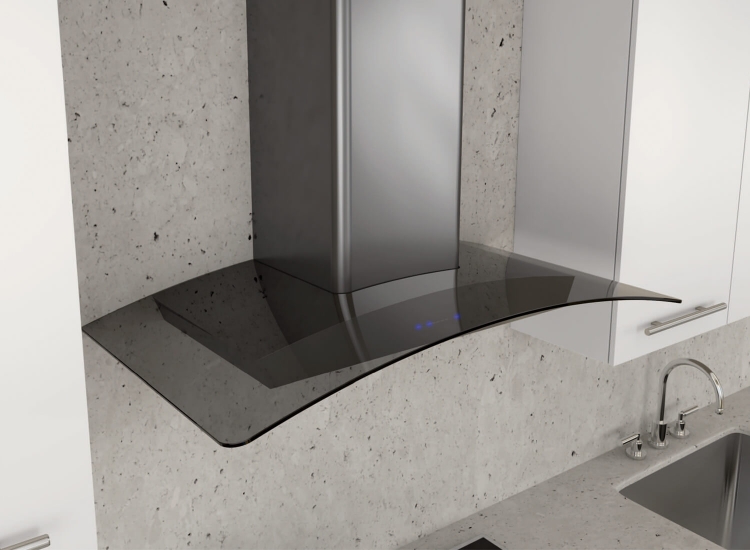 壁掛式 黑曜弧型玻璃排油煙機-1