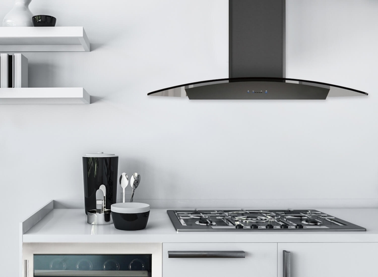 壁掛式 黑曜弧型玻璃排油煙機-2
